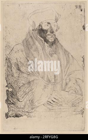 'Sir Anthony van Dyck after Hans Holbein the Younger, Erasmus of Rotterdam, probably 1626/1641, etching, Rosenwald Collection, 1943.3.8251' Stock Photo