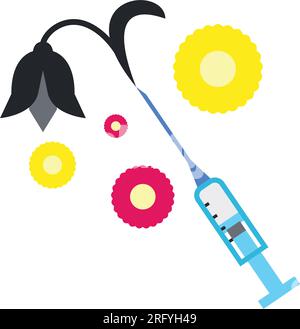 Syringe with slack flower vector icon Stock Vector