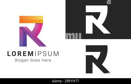 Initial Letter R Monogram Text Letter Logo Futuristic R Logotype Modern R Stock Vector