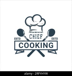 Chef Cooking Restaurant Logo Design Catering Chef Cap Fork and Spoon Logotype Cook Stock Vector