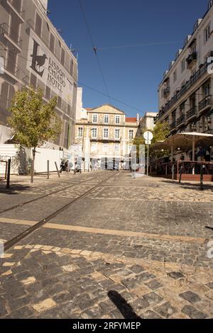 Strolling the charming streets of Lisbon, where every corner unveils architectural wonders and iconic attractions, capturing the city's vibrant essenc Stock Photo