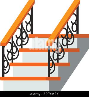 Ladder with forged fence banister icon Stock Vector