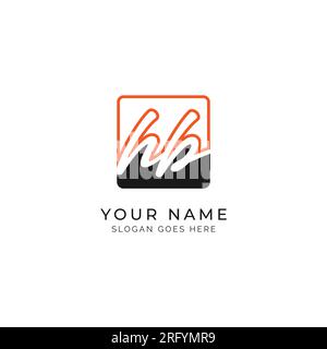 H, B, HB Initial letter handwritten and signature vector image template in square shape log Stock Vector