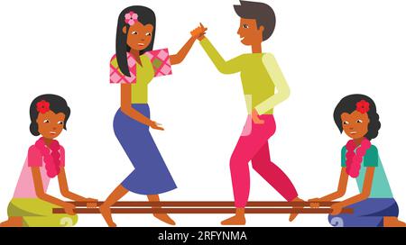 Philippines people dancing tinikling icon Stock Vector