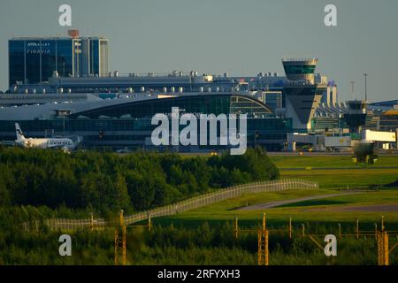 Helsinki / Finland - AUGUST 5, 2023: Helsinki Airport, operated by Finavia, terminals 1 and 2. Gates 22-30. Stock Photo