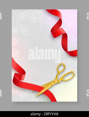 Scissors Cutting Red Ribbon Stock Vector