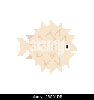 vector pixel art puffer fish isolated cartoon Stock Vector Image & Art ...