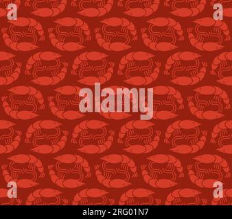 Shrimp pattern seamless. Sea shrimp background. Baby fabric texture Stock Vector