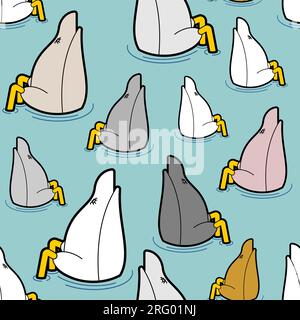 Goose back pattern seamless. Duck dives into water background. Birth texture Stock Vector