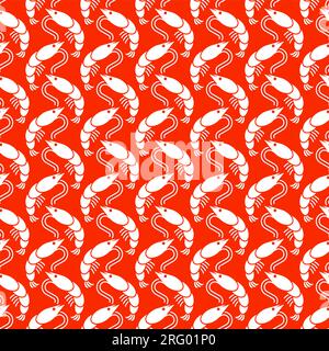 Shrimp pattern seamless. Sea shrimp background. Baby fabric texture Stock Vector