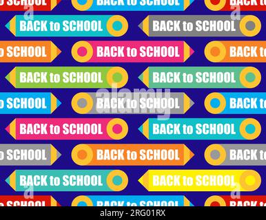 Back to school background. Colored pencils pattern seamless. Children's school background for September 1 Stock Vector