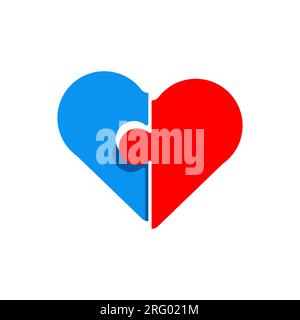 Lovers puzzles. Puzzle heart. Pair of lovers puzzle. concept of second half in love. Find yourself love of your life Stock Vector
