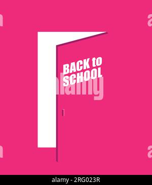 Back to school. Opened door. Concept poster for September 1st. Stock Vector