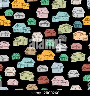House set hand drawing pattern seamless. Baby fabric texture Stock Vector