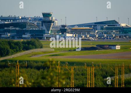 Helsinki / Finland - AUGUST 5, 2023:Helsinki Airport, operated by Finavia, terminals 1 and 2. Gates 22-30. Stock Photo