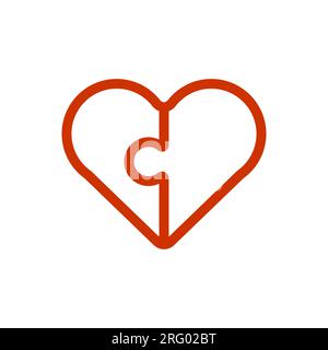 Lovers puzzles. Puzzle heart. Pair of lovers puzzle. concept of second half in love. Find yourself love of your life Stock Vector