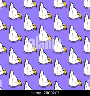 Goose back pattern seamless. Duck dives into water background. Birth texture Stock Vector