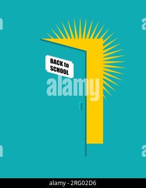 Back to school. Opened door. Concept poster for September 1st. Stock Vector