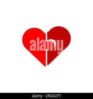 Lovers puzzles. Puzzle heart. Pair of lovers puzzle. concept of second half in love. Find yourself love of your life Stock Vector