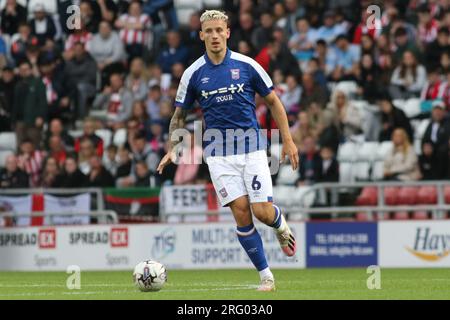 Ipswich Town's Luke Woolfenden during the Sky Bet Championship match between Sunderland and Ipswich Town at the Stadium Of Light, Sunderland on Sunday 6th August 2023. (Photo: Michael Driver | MI News) Credit: MI News & Sport /Alamy Live News Stock Photo