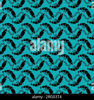 Shrimp pattern seamless. Sea shrimp background. Baby fabric texture Stock Vector