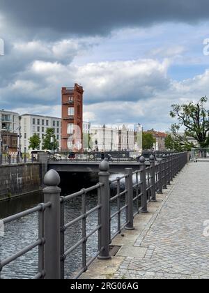 BERLIN, GERMANY - JULY 22, 2023: view from Friedrichsgracht Strasse to the northeast corner of Berlin Bauakademie reconstructed as a model facade Stock Photo