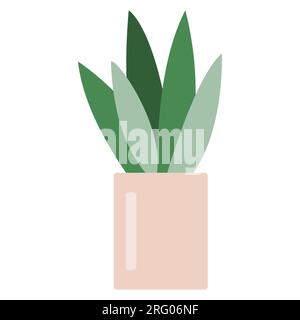 Cartoon style aloe vera cactus in pot, interior design element, flat vector illustration Stock Vector