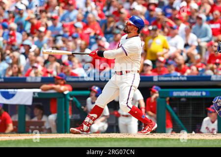 PHILADELPHIA, PA - AUGUST 06: Kyle Isbel #28 of the Kansas City Royals  during the game against the Philadelphia Phillies on August 6, 2023 at  Citizens Bank Park in Philadelphia, Pennsylvania. (Photo