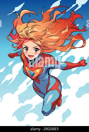 Red Hair Superheroine Stock Vector