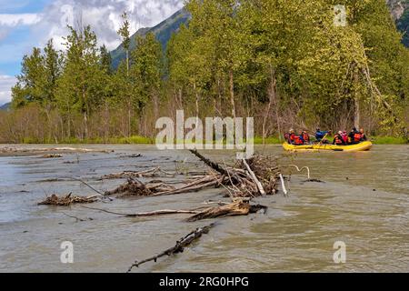 Rafting on the Chilkat River, Chilkat Bald Eagle Preserve Stock Photo