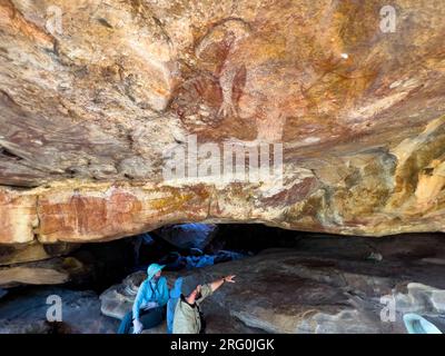 Gwion Gwion era aboriginal rock art in the Kimberley region of Australia Stock Photo