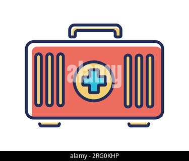 first aid kit icon over white background, line and fill style, vector illustration Stock Vector