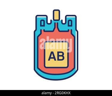 blood bag icon over white background, flat detail style, vector illustration Stock Vector