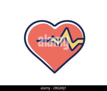 Heart line fill style icon design of Medical care health emergency aid exam clinic and patient theme Vector illustration Stock Vector