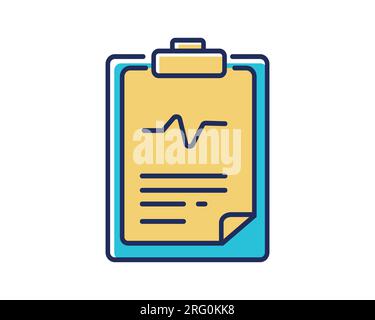 clipboard with cardiogram icon over white background, line and fill style, vector illustration Stock Vector