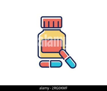 medicine bottle icon over white background, fill style, vector illustration Stock Vector