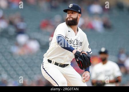 Minnesota Twins starting pitcher Dallas Keuchel winds up to deliver to the  Texas Rangers in a baseball game, Saturday, Sept. 2, 2023, in Arlington,  Texas. (AP Photo/Tony Gutierrez Stock Photo - Alamy