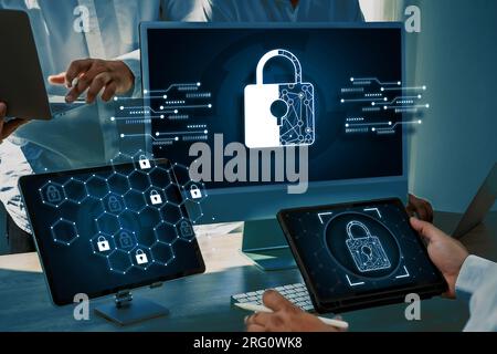 CYBER SECURITY Business technology Antivirus Alert Protection Security and Cyber Security Firewall Cybersecurity and information technology Stock Photo