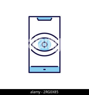 Surveillance smartphone related vector icon. Eye on smartphone screen symbolizing user tracking. Isolated on white background. Editable vector illustr Stock Vector