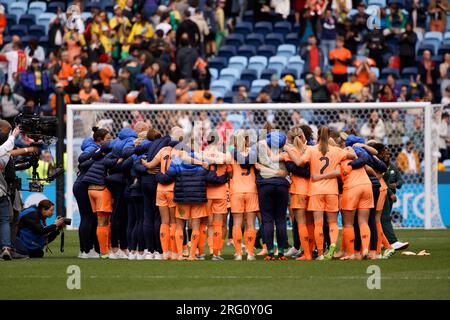 Sydney, Australia. 06th Aug, 2023. Netherlands players huddle after the FIFA Women's World Cup 2023 Round of 16 match between Netherlands and South Africa at Sydney Football Stadium on August 6, 2023 in Sydney, Australia Credit: IOIO IMAGES/Alamy Live News Stock Photo
