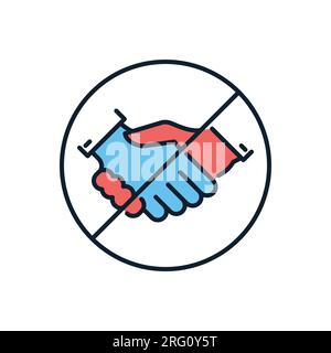 Avoid Contact related vector icon. Prohibition sign shaking hands. Isolated on white background. Editable vector illustration Stock Vector