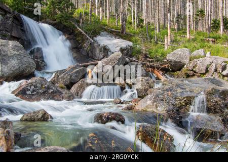 Beautiful Dlhý Waterfall in Slovakia's Tatra National Park Stock Photo