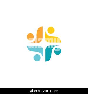 Abstract People Logo. Colorful Twisted Circular Waves isolated on White Background. Flat Vector Logo Design Template Element. Stock Vector