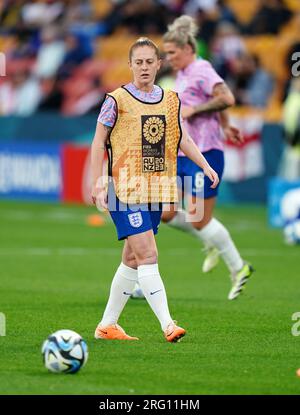 England's Keira Walsh warms up before the FIFA Women's World Cup, Round of 16 match at Brisbane Stadium, Australia. Picture date: Monday August 7, 2023. Stock Photo