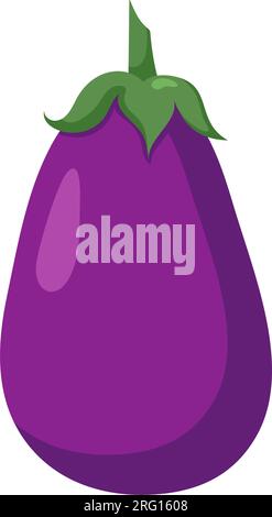 Funny cartoon aubergine. Cute vegetable. Vector food illustration isolated on white background. Stock Vector