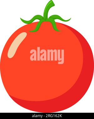 Funny cartoon tomato. Cute vegetable. Vector food illustration isolated on white background. Stock Vector