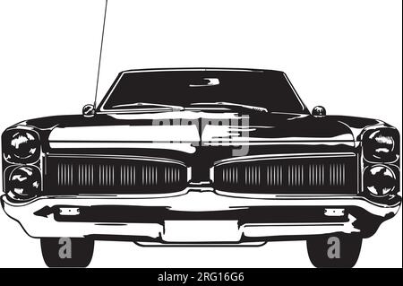 Vintage american muscle car from late 1960s front view vector illustration Stock Vector