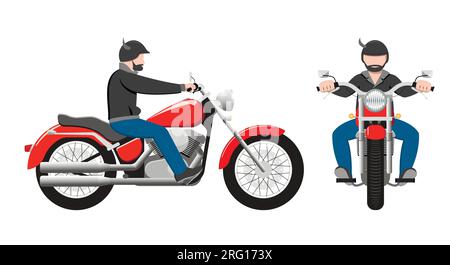 Set of vector images of a biker on a motorcycle. Vector. Stock Vector