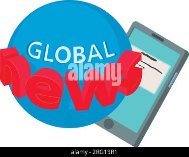 Global news icon isometric vector. Global news inscription and smartphone icon. Media, streaming Stock Vector