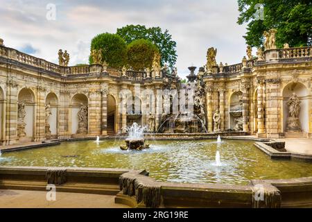 The Nymphenbad fountain in The Zwinger palace in Dresden Germany Stock Photo